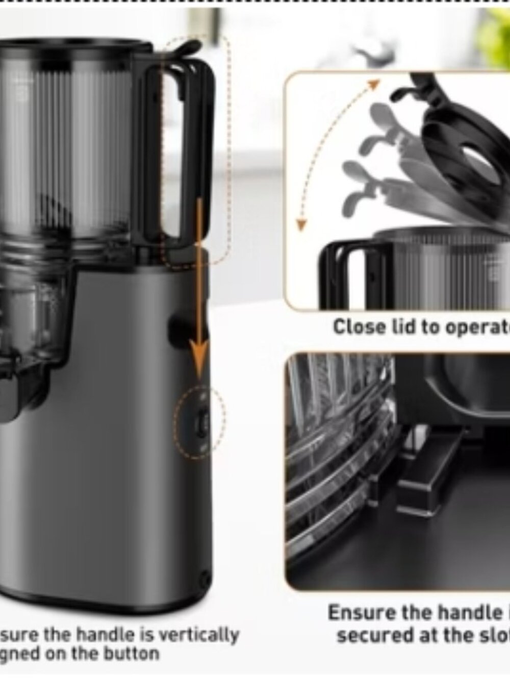 Cold Press Juicer, Juicer Machines with 5.4" Wide Feed Chute for Juice Extractor - Picture 3 of 9